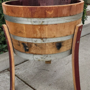 Oak Wine Barrel Half Planter